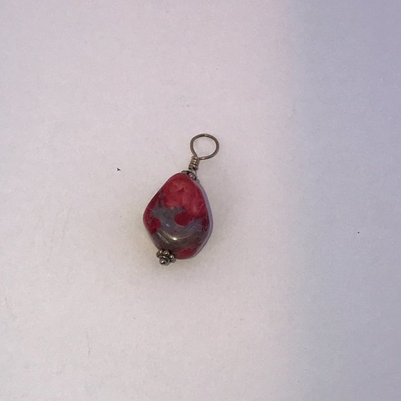 Red and Grey Stone and Silver Pendant - Picture 7 of 9